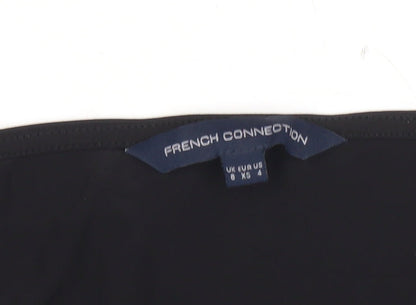 French Connection Womens Black Size 8 Cropped Puff Sleeve Blouse