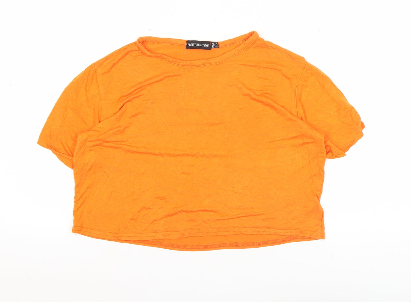 PrettyLittleThing Women’s Orange Size 10 Basic Short Sleeve T-Shirt