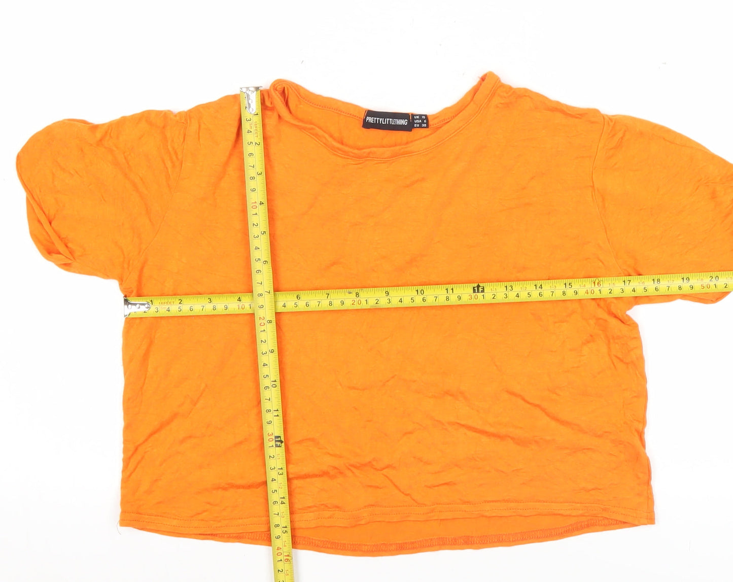 PrettyLittleThing Women’s Orange Size 10 Basic Short Sleeve T-Shirt