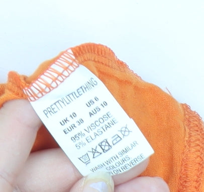 PrettyLittleThing Women’s Orange Size 10 Basic Short Sleeve T-Shirt