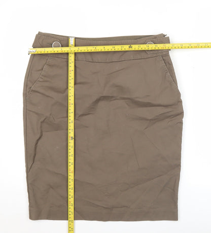 Marks and Spencer Womens Brown Pencil Skirt Size 12 Cotton Blend