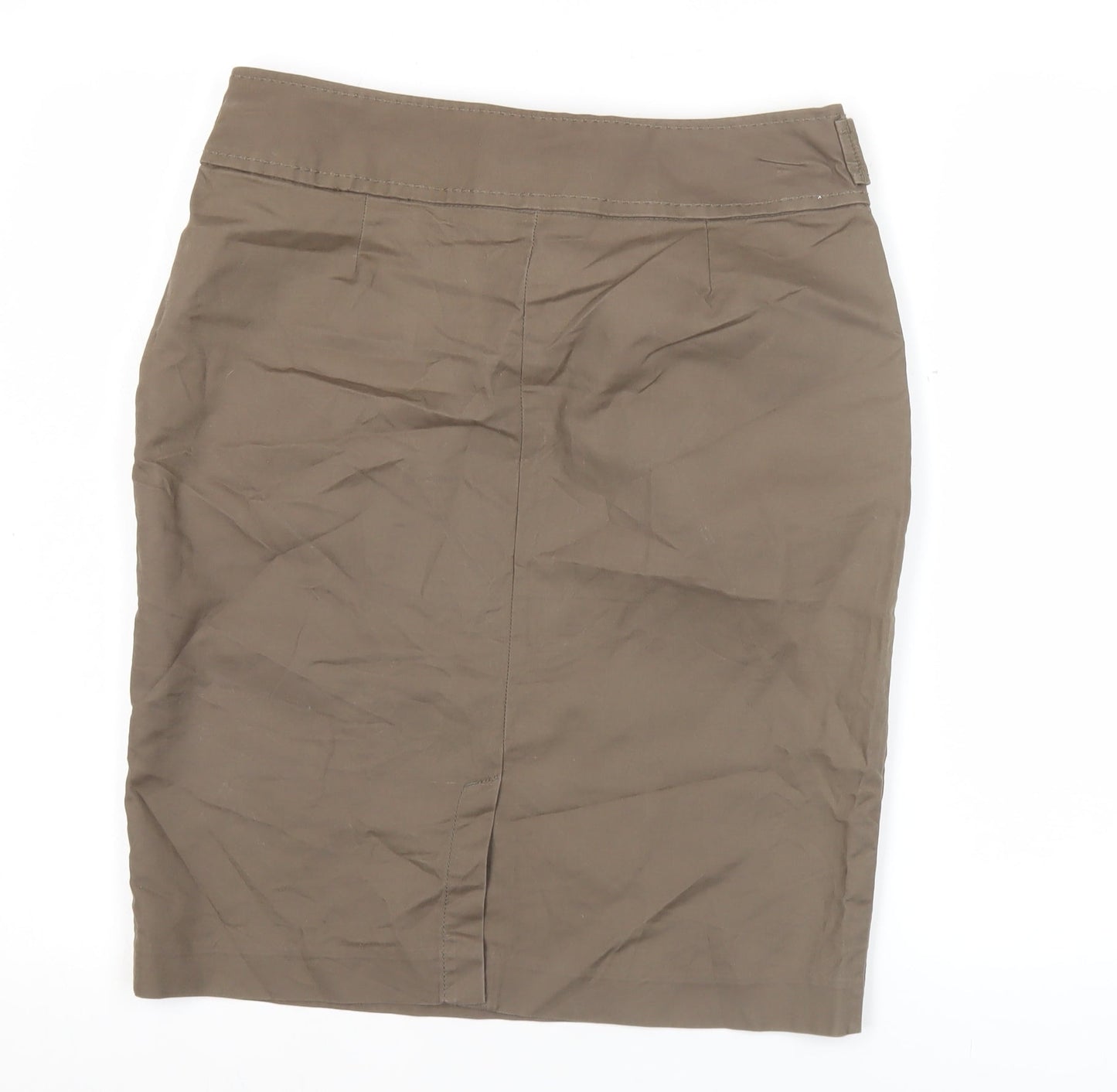 Marks and Spencer Womens Brown Pencil Skirt Size 12 Cotton Blend