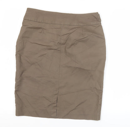 Marks and Spencer Womens Brown Pencil Skirt Size 12 Cotton Blend