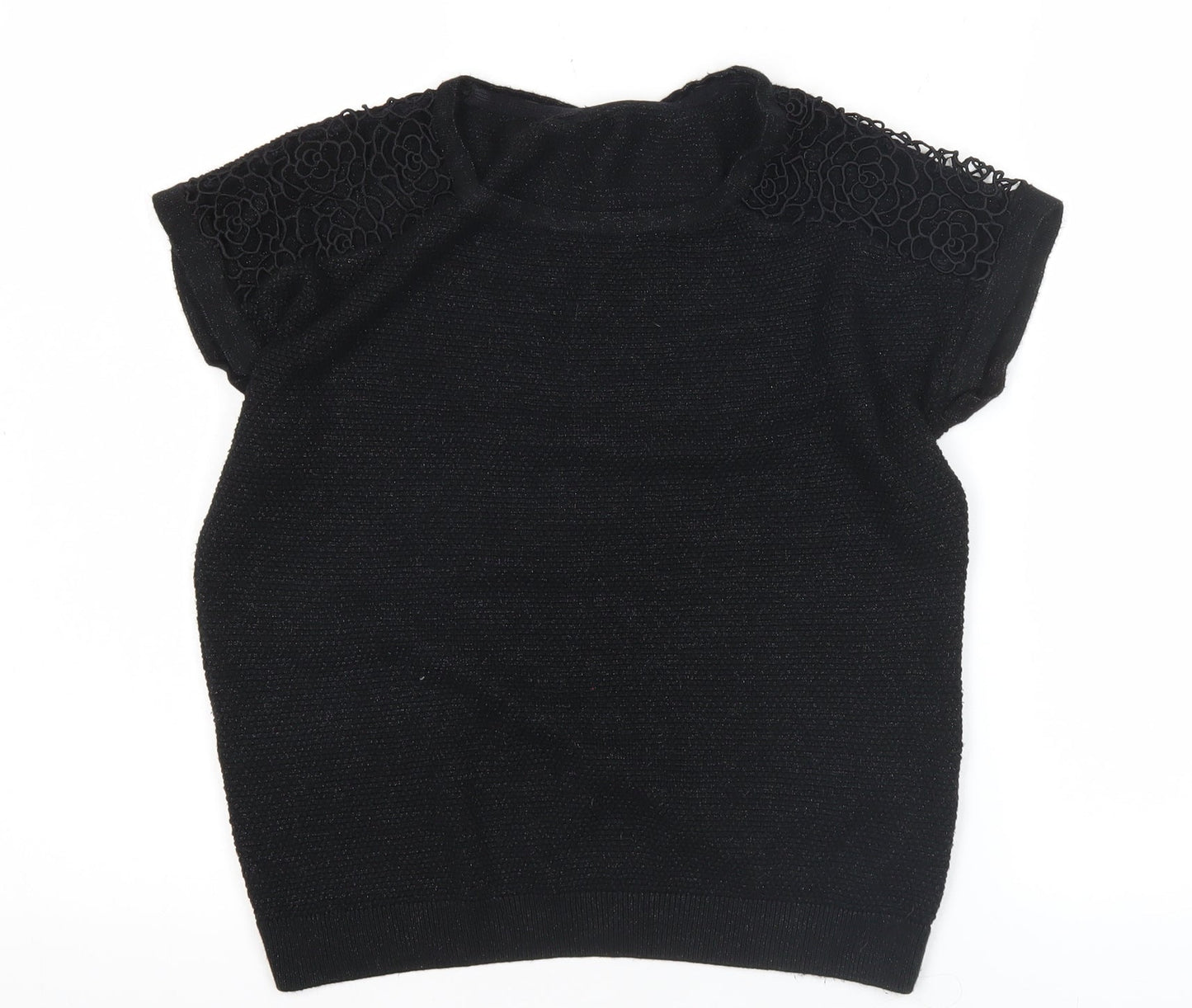 Dorothy Perkins Women’s Black Lace Shoulder Knit Blouse Size 8