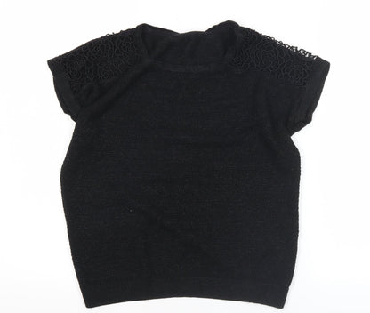 Dorothy Perkins Women’s Black Lace Shoulder Knit Blouse Size 8
