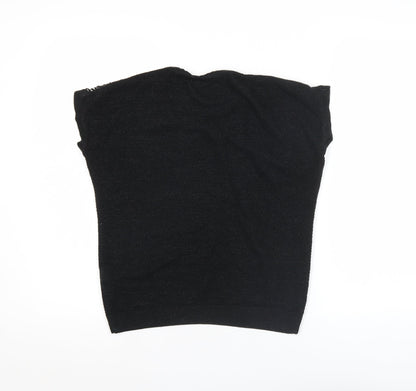 Dorothy Perkins Women’s Black Lace Shoulder Knit Blouse Size 8