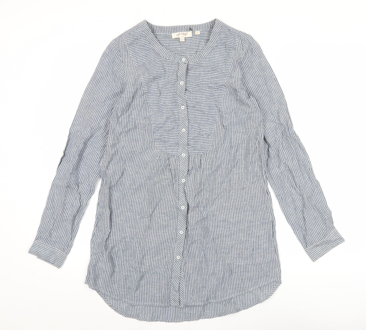 Womens UK Size 6 Fat Face Blue Tunic Button-Up