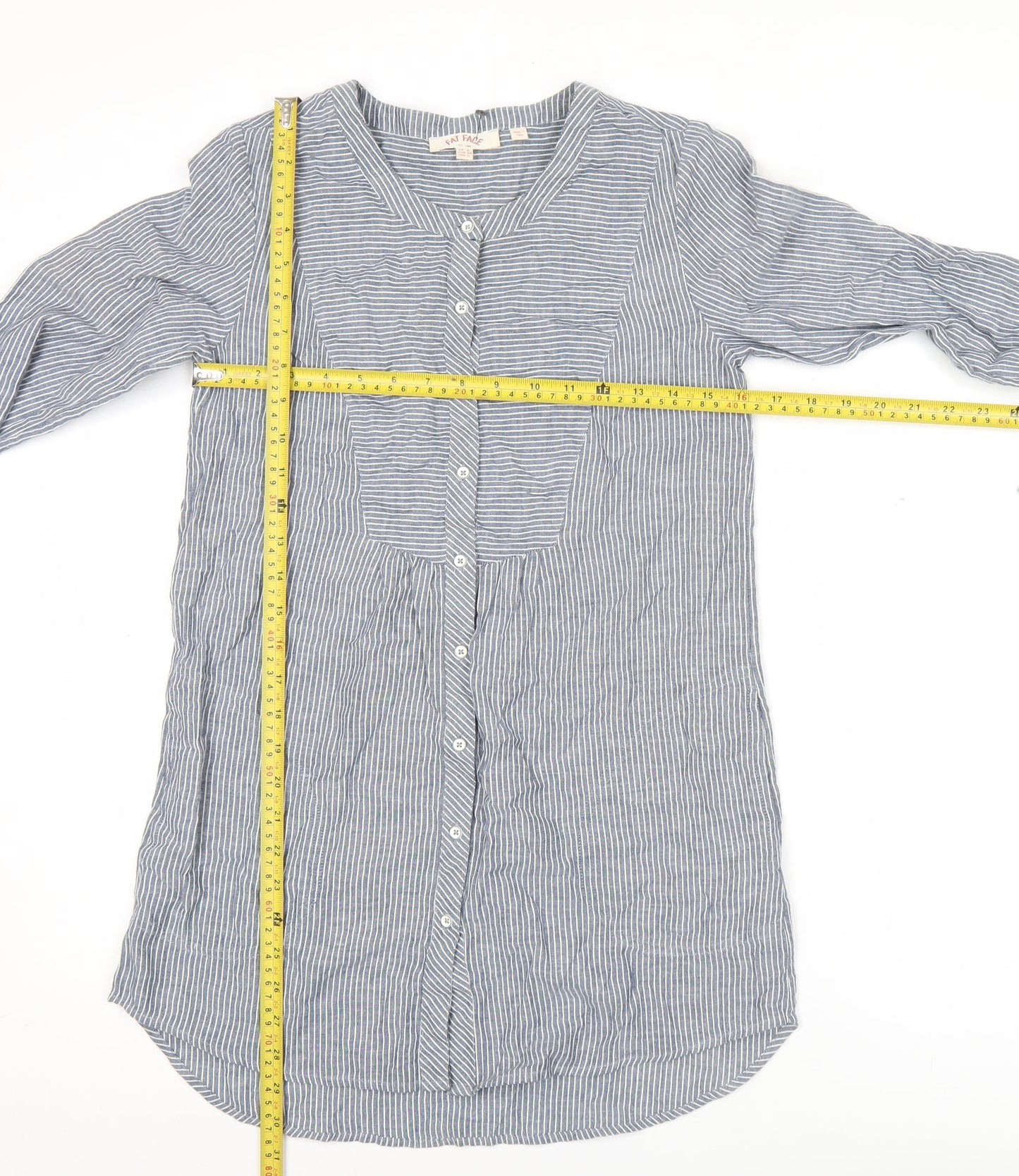 Womens UK Size 6 Fat Face Blue Tunic Button-Up