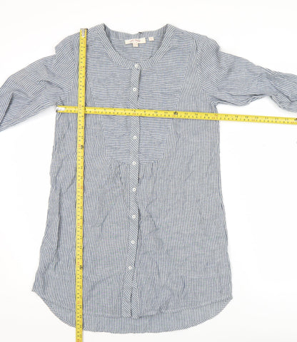 Womens UK Size 6 Fat Face Blue Tunic Button-Up