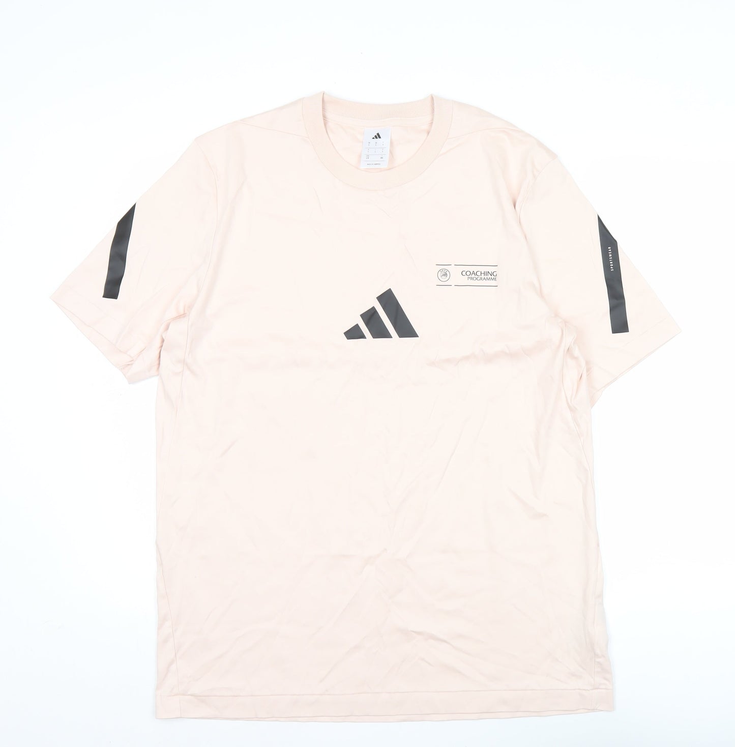 Adidas Men's Pink Cotton Sports Logo T-Shirt Size L