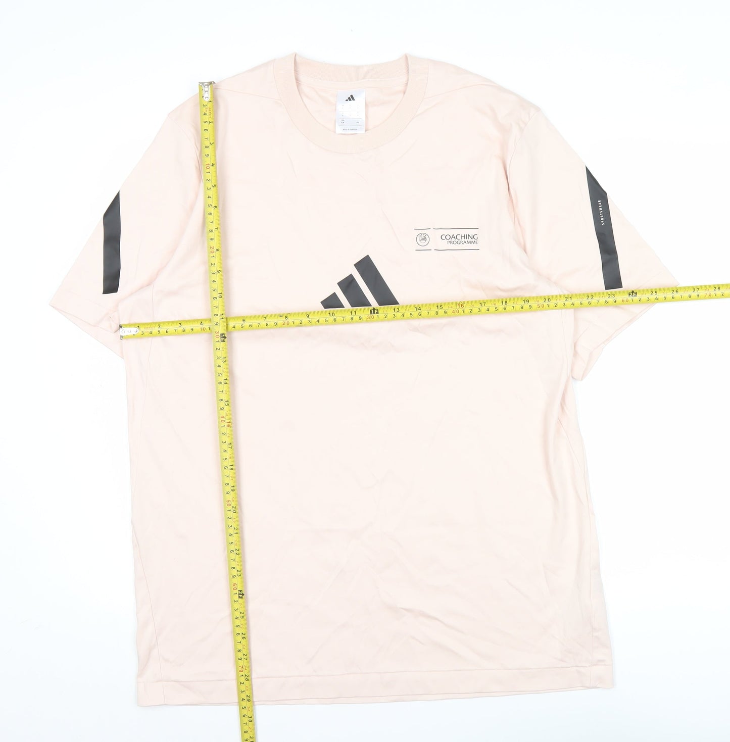 Adidas Men's Pink Cotton Sports Logo T-Shirt Size L