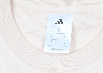 Adidas Men's Pink Cotton Sports Logo T-Shirt Size L