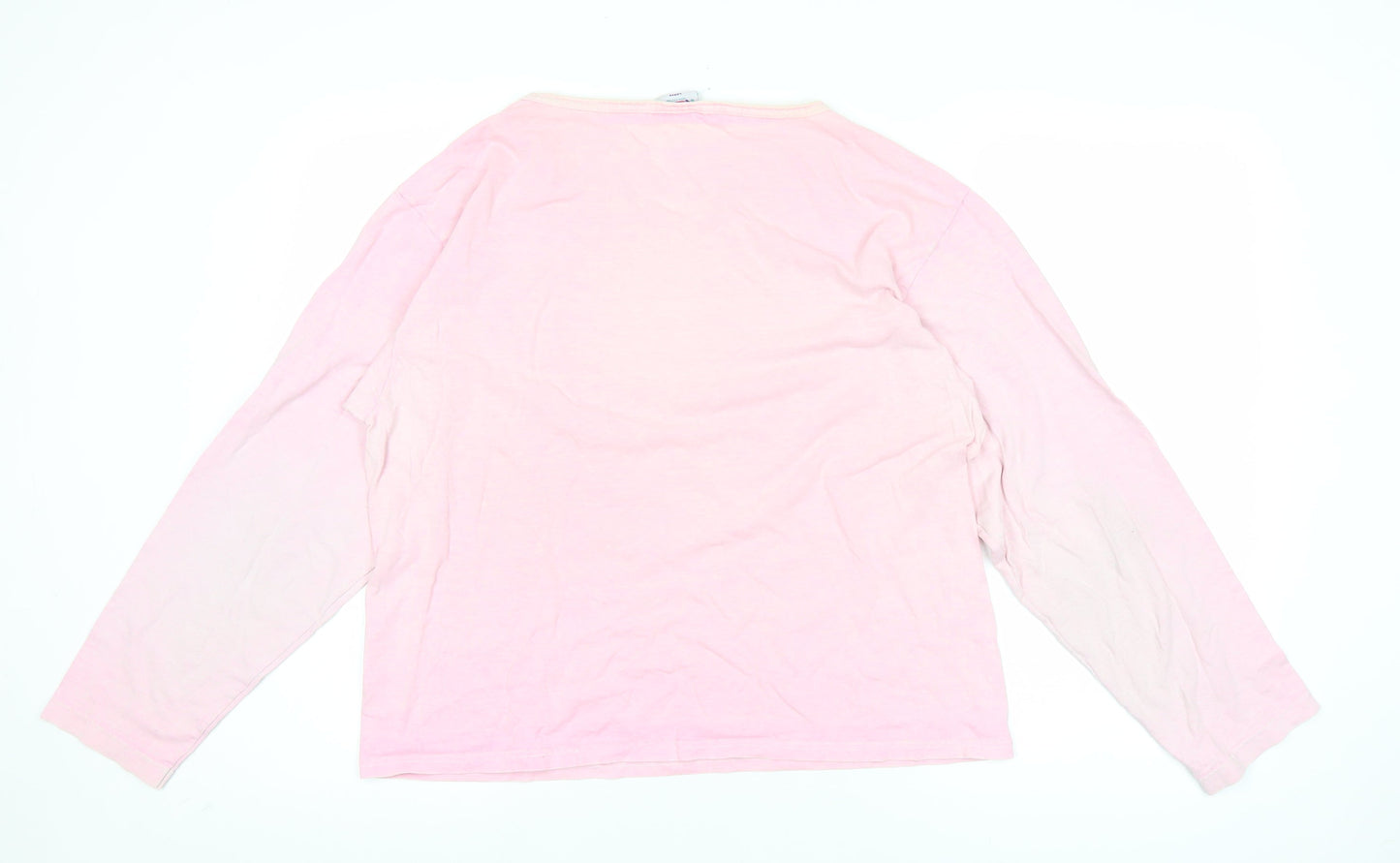 ICanToo Womens Pink Long Sleeve Cotton Beach Graphic T-Shirt L