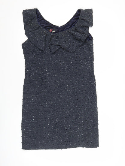 Yumi Women’s Blue Knee Length Sequin Shift Dress M Party Cocktail