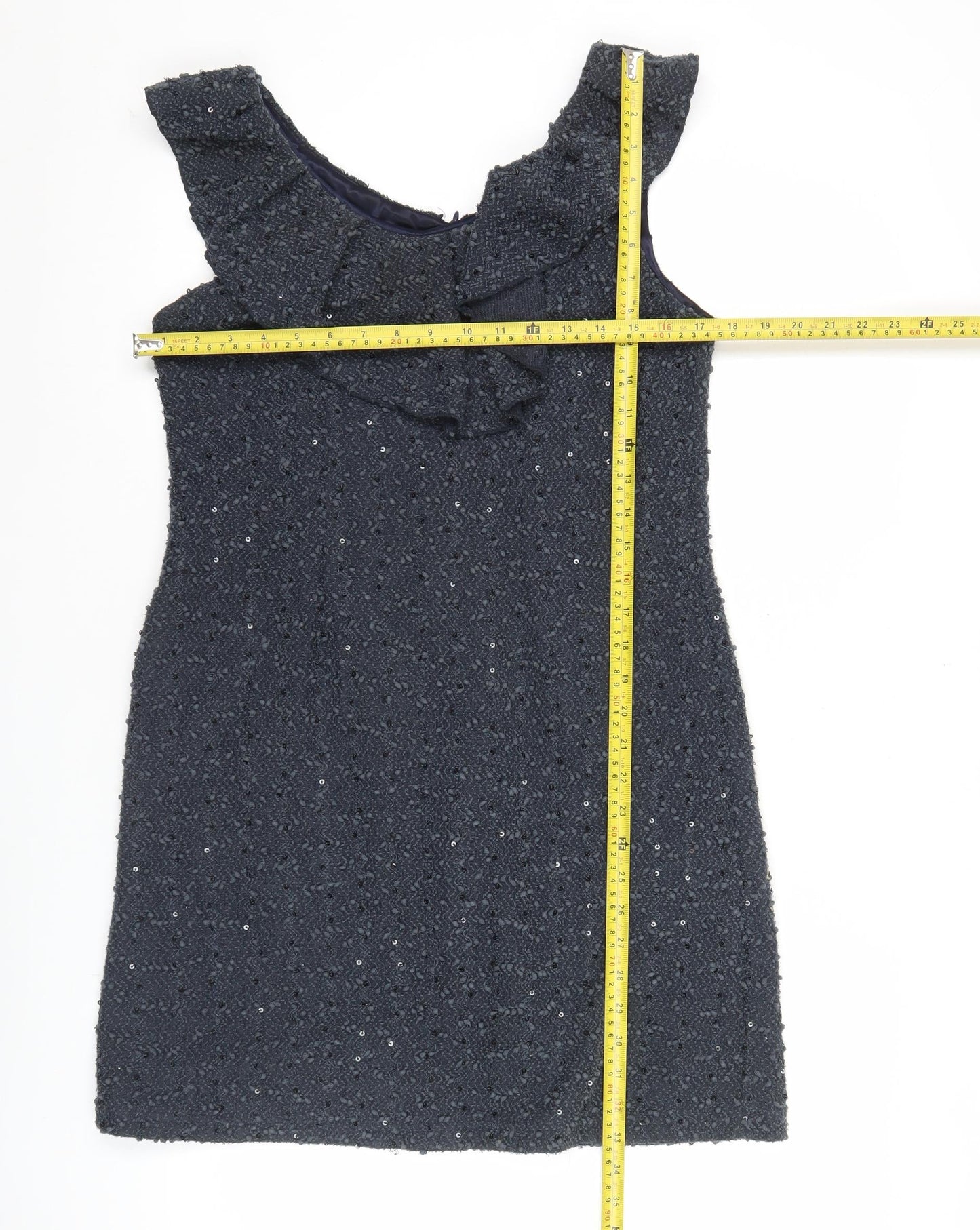Yumi Women’s Blue Knee Length Sequin Shift Dress M Party Cocktail