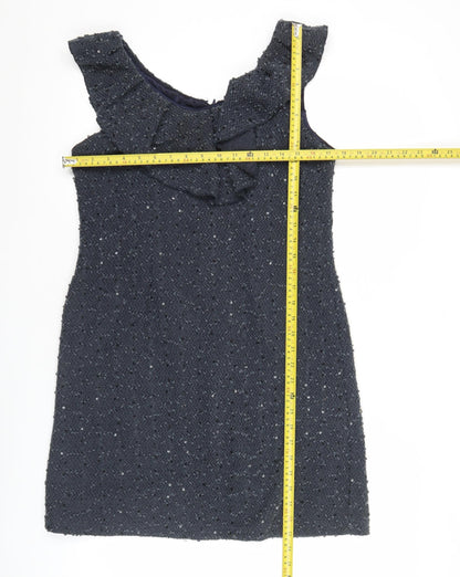 Yumi Women’s Blue Knee Length Sequin Shift Dress M Party Cocktail