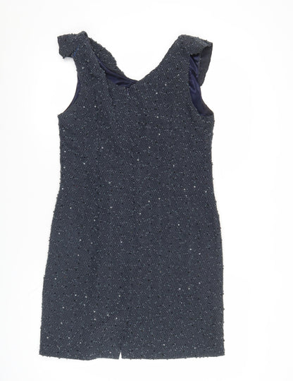 Yumi Women’s Blue Knee Length Sequin Shift Dress M Party Cocktail