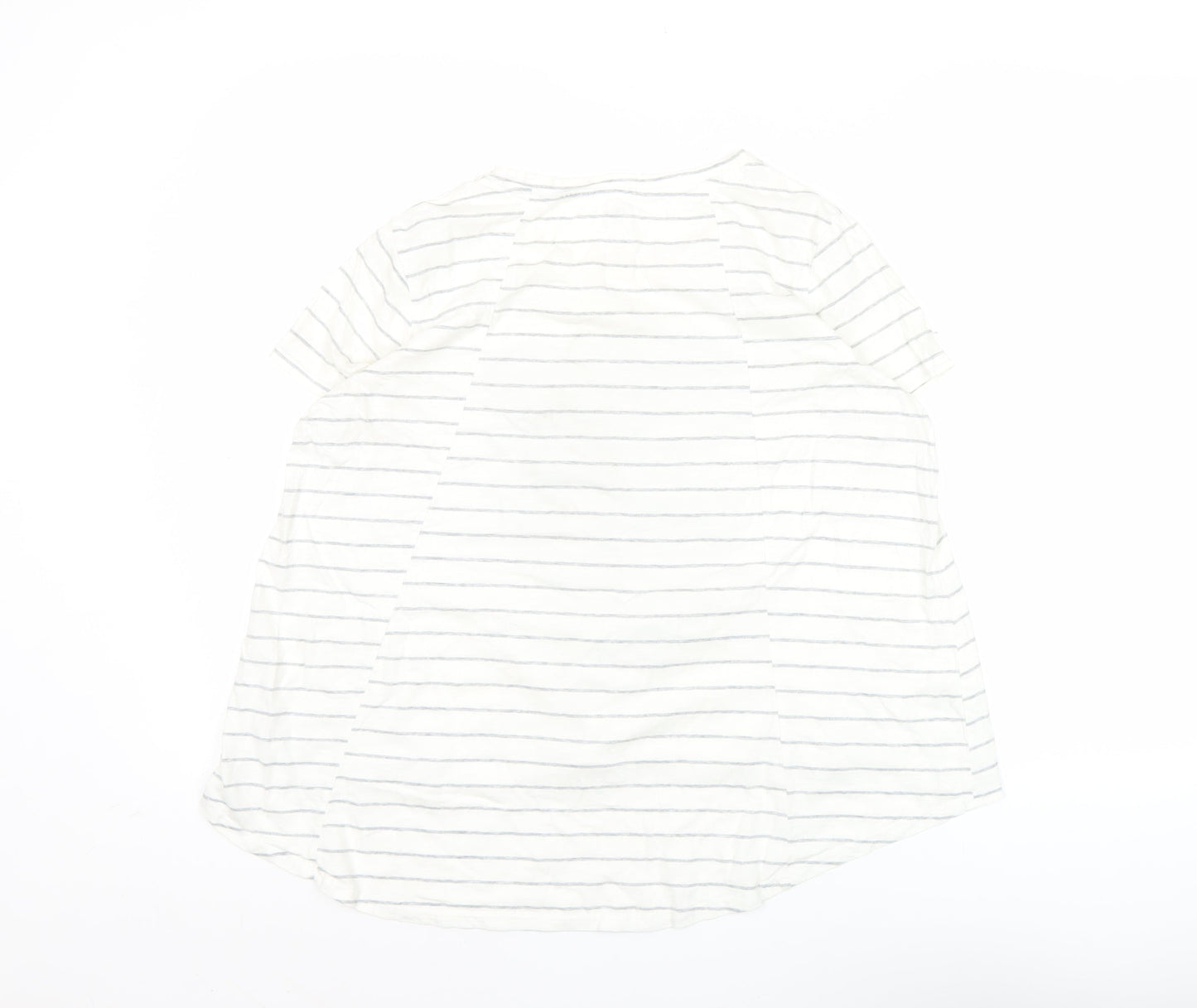 Disney Women’s White Striped Cartoon T-Shirt M Casual Top