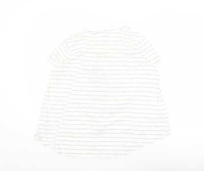 Disney Women’s White Striped Cartoon T-Shirt M Casual Top