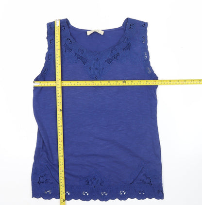 Oasis Women’s Blue Sleeveless Crochet Lace Tank Top Size S