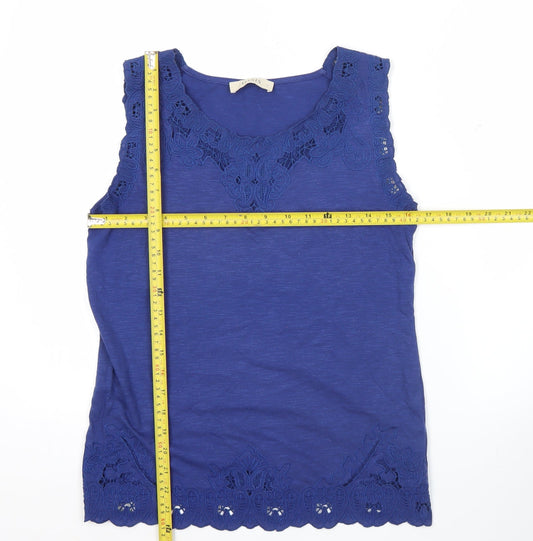 Oasis Women’s Blue Sleeveless Crochet Lace Tank Top Size S