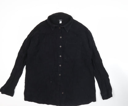 BDG Womens Black Cotton Button-Up Long Sleeve Shirt Size S