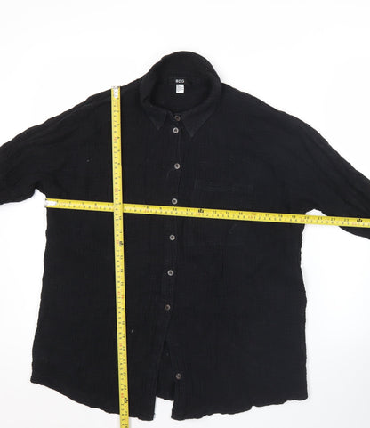 BDG Womens Black Cotton Button-Up Long Sleeve Shirt Size S