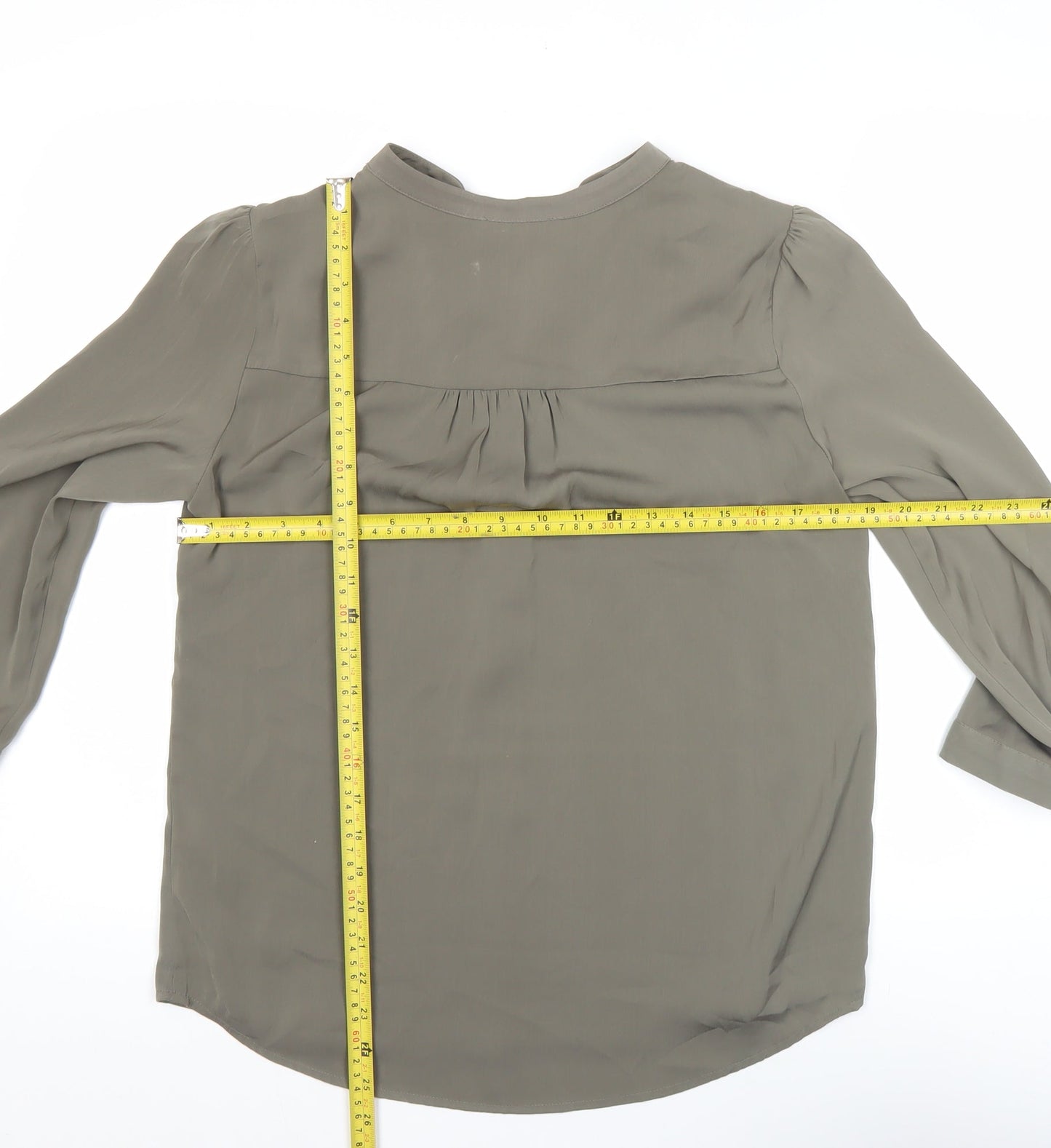 Oasis Womens Green Viscose Blouse Size 10 Tunic 3/4 Sleeve Workwear