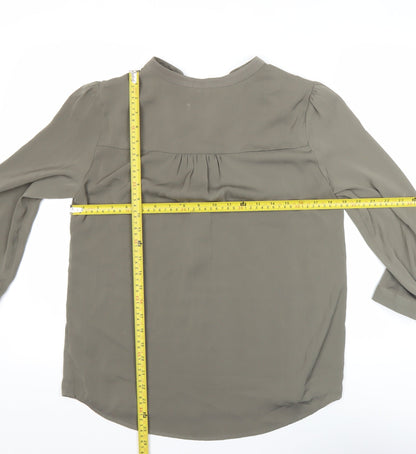 Oasis Womens Green Viscose Blouse Size 10 Tunic 3/4 Sleeve Workwear