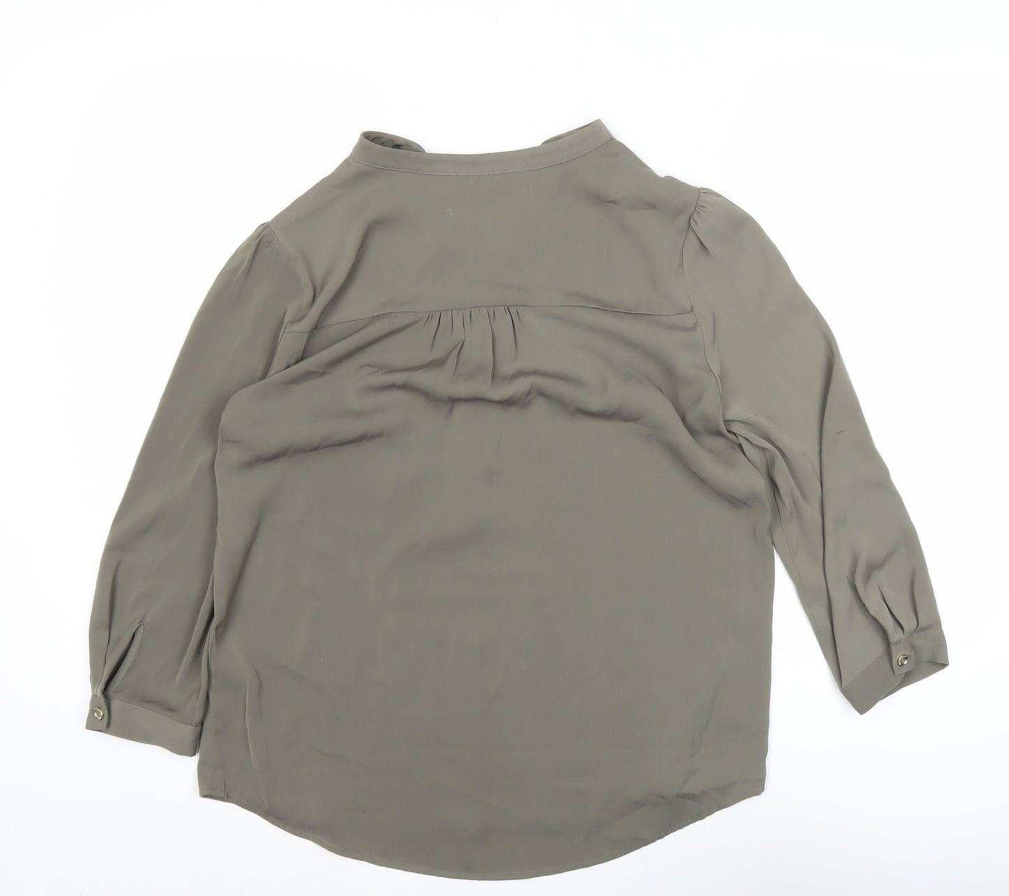 Oasis Womens Green Viscose Blouse Size 10 Tunic 3/4 Sleeve Workwear