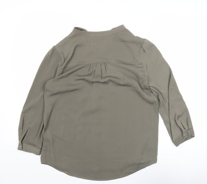 Oasis Womens Green Viscose Blouse Size 10 Tunic 3/4 Sleeve Workwear