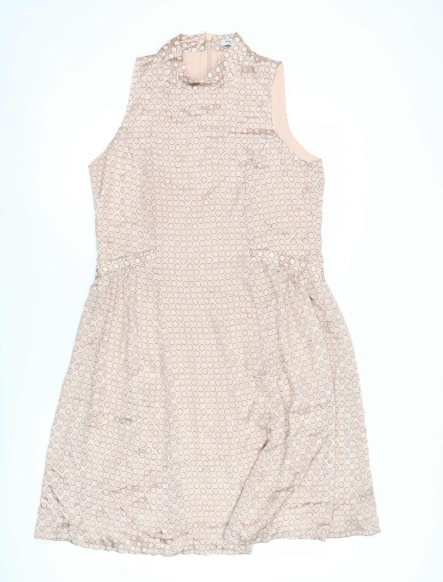 Next Women’s Beige Polka Dot A-Line Sleeveless Dress Size 10