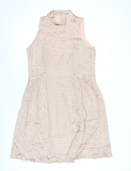 Next Women’s Beige Polka Dot A-Line Sleeveless Dress Size 10