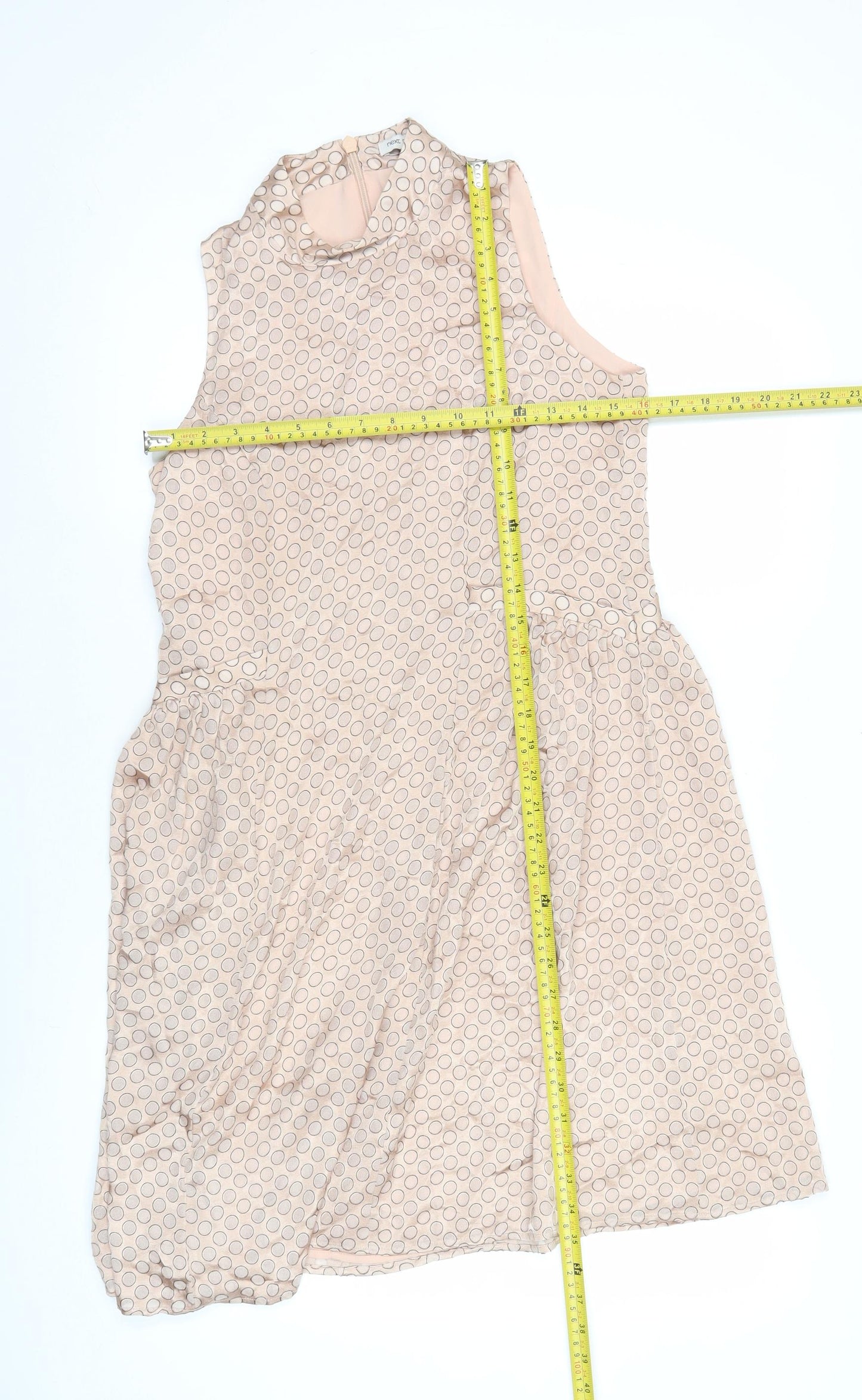 Next Women’s Beige Polka Dot A-Line Sleeveless Dress Size 10