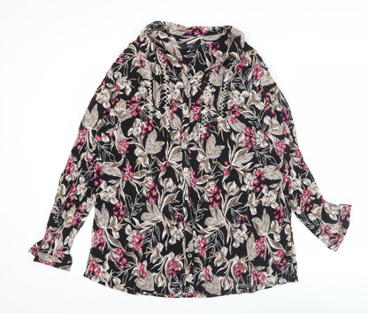 Isle Collection Women's Multicoloured Floral Button-Up Tunic Shirt Size 20