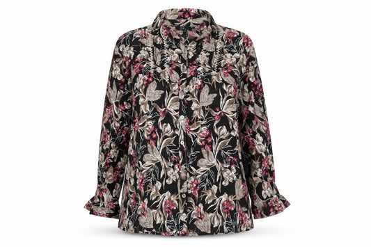 Isle Collection Women's Multicoloured Floral Button-Up Tunic Shirt Size 20