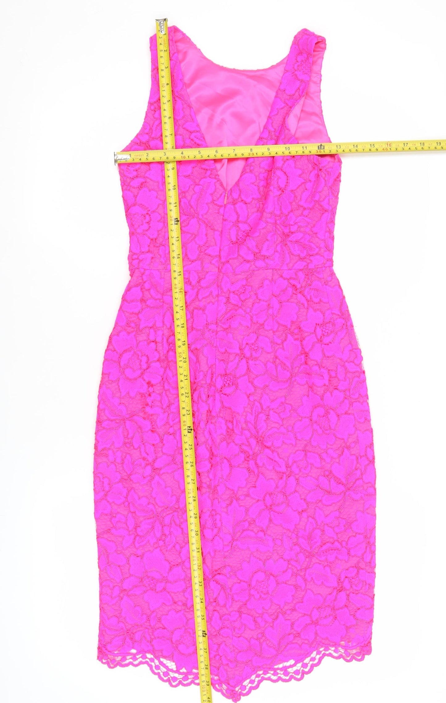 Forever New Women’s Pink Lace Floral Sheath Dress Size 8 Party Wedding