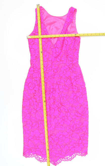 Forever New Women’s Pink Lace Floral Sheath Dress Size 8 Party Wedding