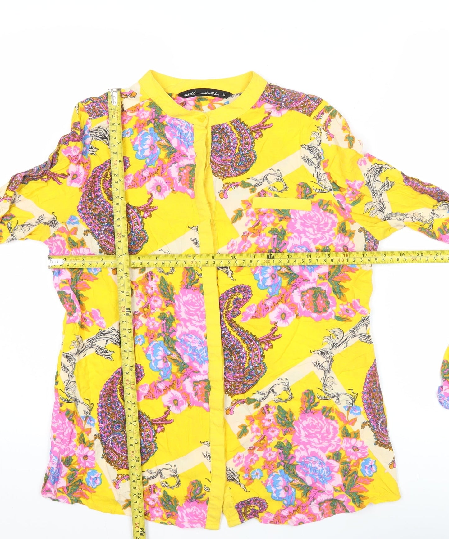 Next Women’s Yellow Floral Paisley Long Sleeve Tunic Blouse Size 10