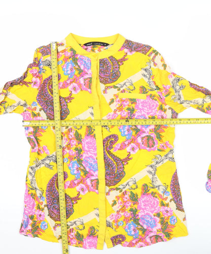 Next Women’s Yellow Floral Paisley Long Sleeve Tunic Blouse Size 10
