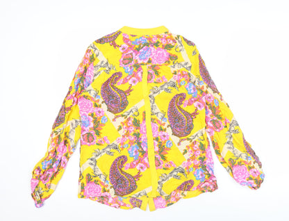 Next Women’s Yellow Floral Paisley Long Sleeve Tunic Blouse Size 10