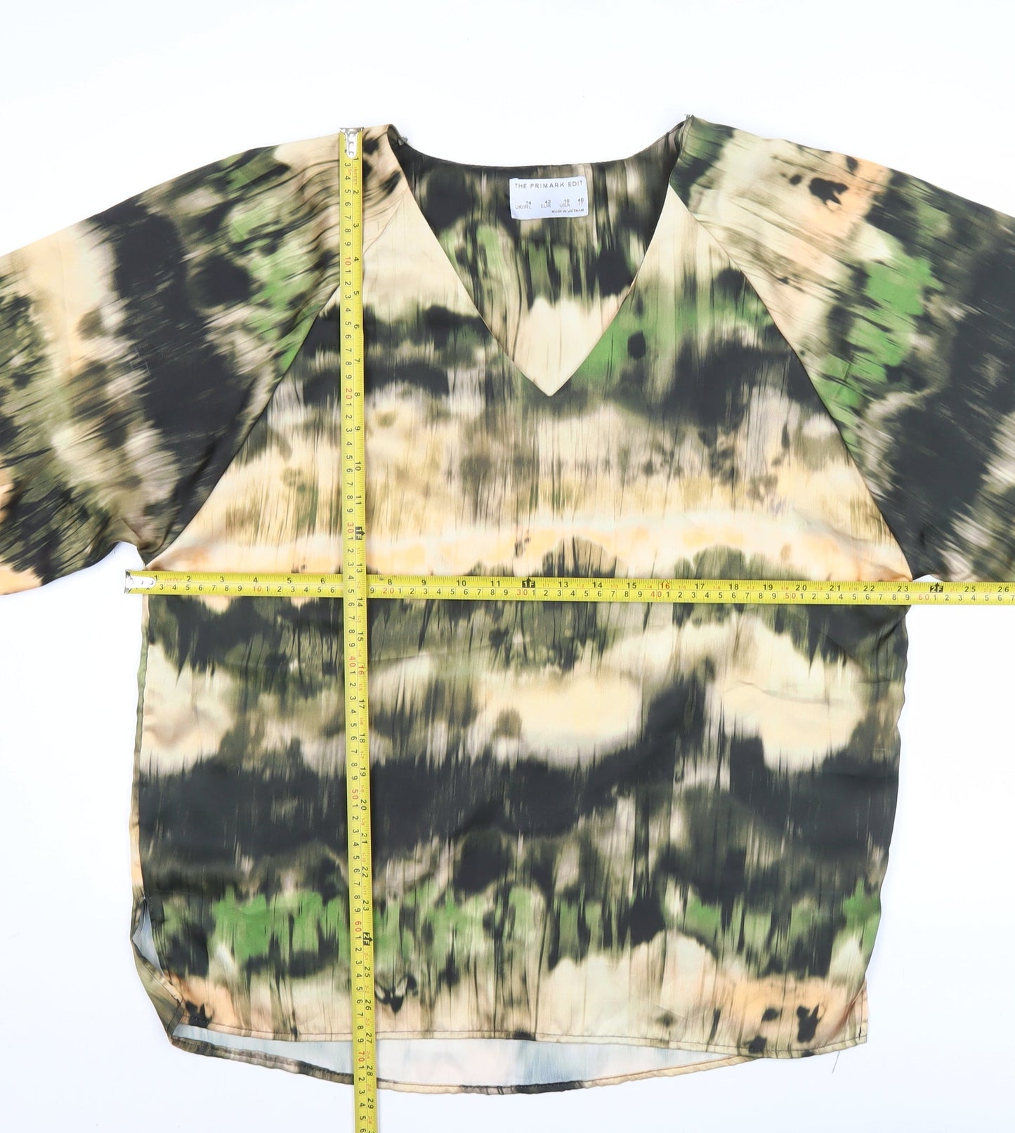 Primark Women’s Multicoloured Tie-Dye V-Neck Tunic Blouse Size 14