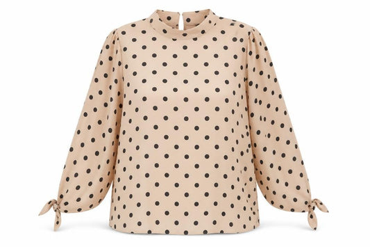 Dorothy Perkins Women’s Beige Polka Dot Blouse UK16 Long Sleeve