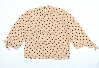 Dorothy Perkins Women’s Beige Polka Dot Blouse UK16 Long Sleeve