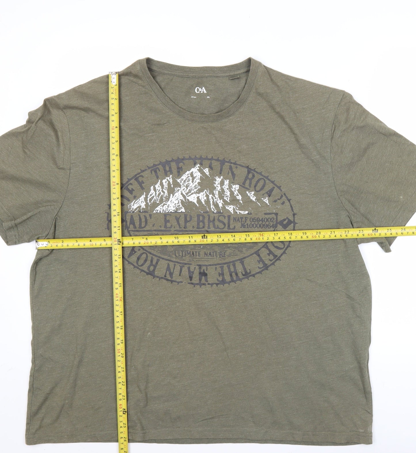 Mens UK Size 2XL C&A Green  T-Shirt