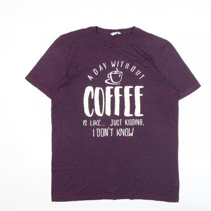 Next Men’s Purple Coffee Graphic T-Shirt L Regular Fit