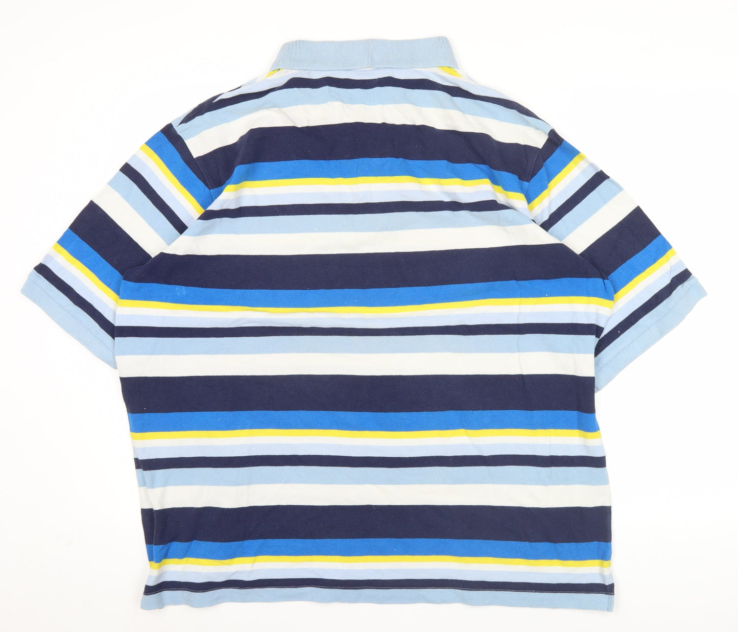 Leeds United Men’s Blue Striped Polo Shirt 3XL Cotton Casual