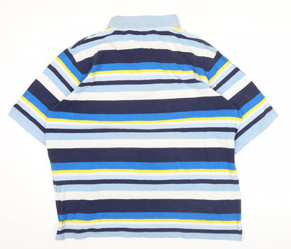 Leeds United Men’s Blue Striped Polo Shirt 3XL Cotton Casual