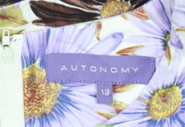 Autonomy Womens Multicoloured Floral A-Line Dress Size 12
