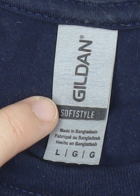 Mens UK Size L Gildan Blue  T-Shirt